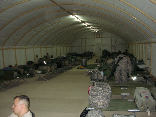 The sleeping accomodations in Kuwait while we waited for a flight to Balad, Iraq.