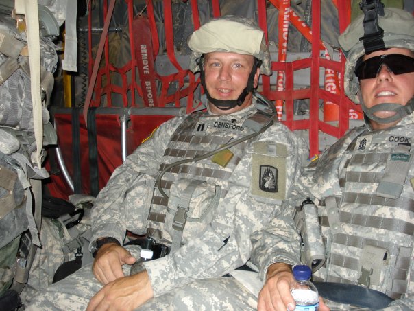 On the C-130 flying to Balad, Iraq.
