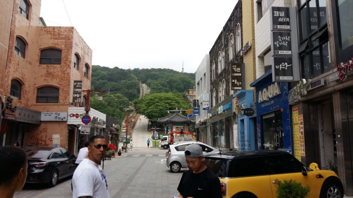 Down this street you can see the long path of stairs we will be climbing!