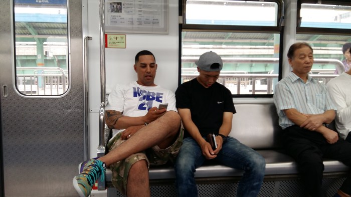 Finally on the train on the way home, our KATUSA was wore out!