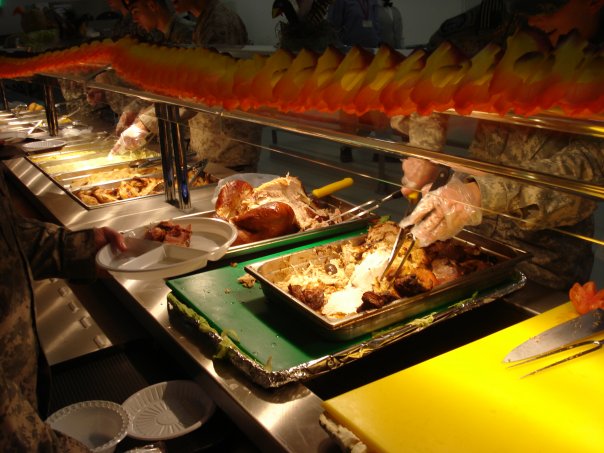 At the great Thanksgiving dinner at COB Basrah.