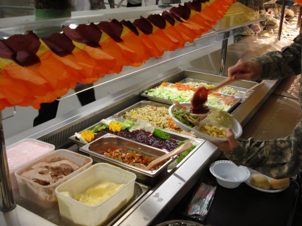 At the great Thanksgiving dinner at COB Basrah.