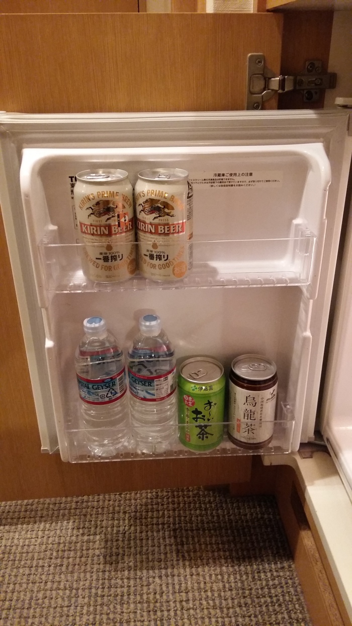 The mini-bar had complementary drinks but I went with water.
