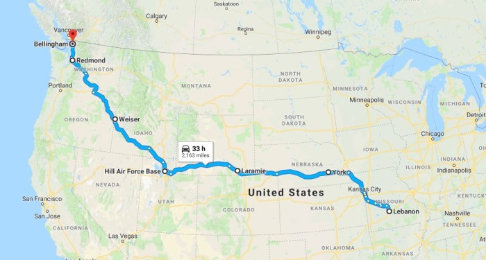 Lebanon to Bellingham